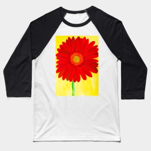 Red gerbera on yellow backgroound Baseball T-Shirt